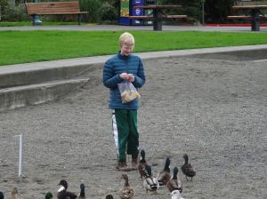 Same kid, different ducks.  He's wearing his Fluevog camo BBC boots.